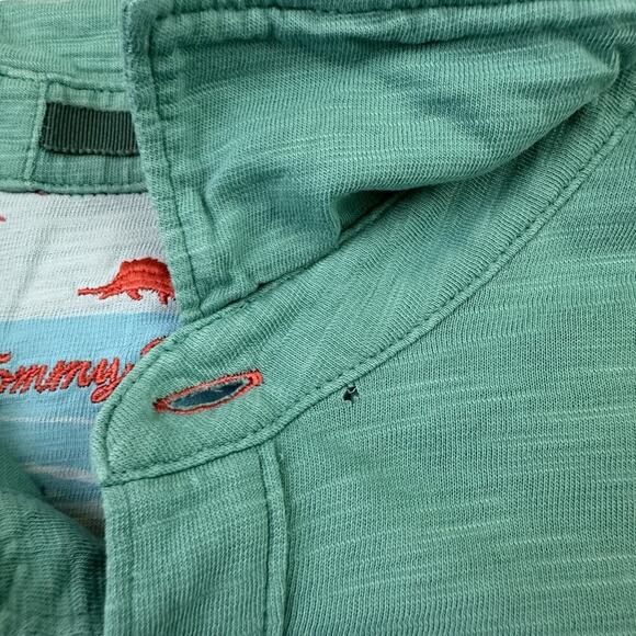 Tommy Bahama Mens Polo Shirt Size L Light Teal Blue Short Sleeve Solid - Picture 7 of 12